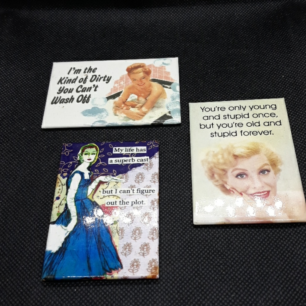 Lot of 3 fun, sassy, vintage-style magnets